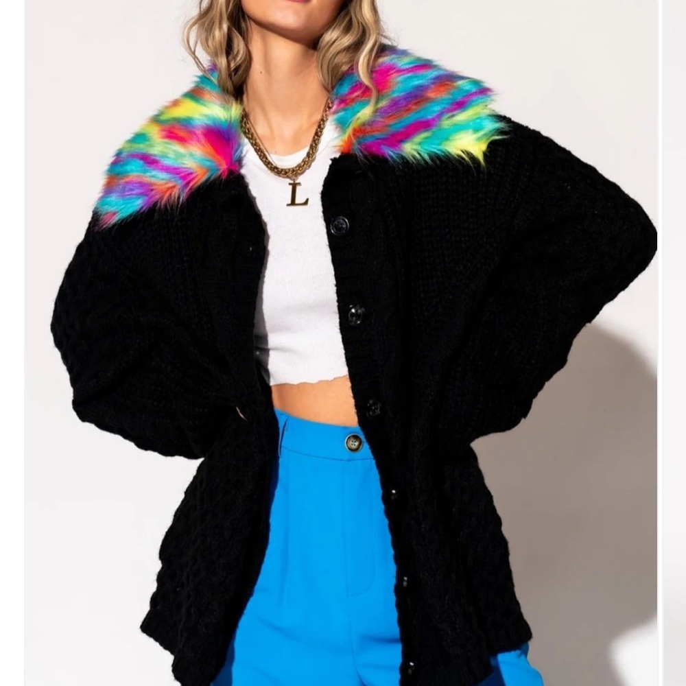 Unbothered Grandpa Cardigan in Black size s/m NWT Dressed in Lala